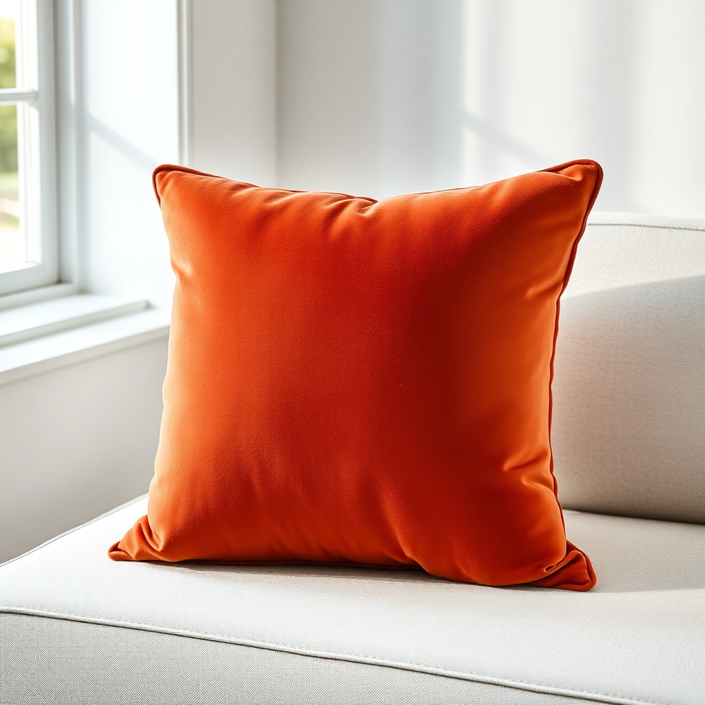 Coussin velours uni terracotta 40x40 cm en gros